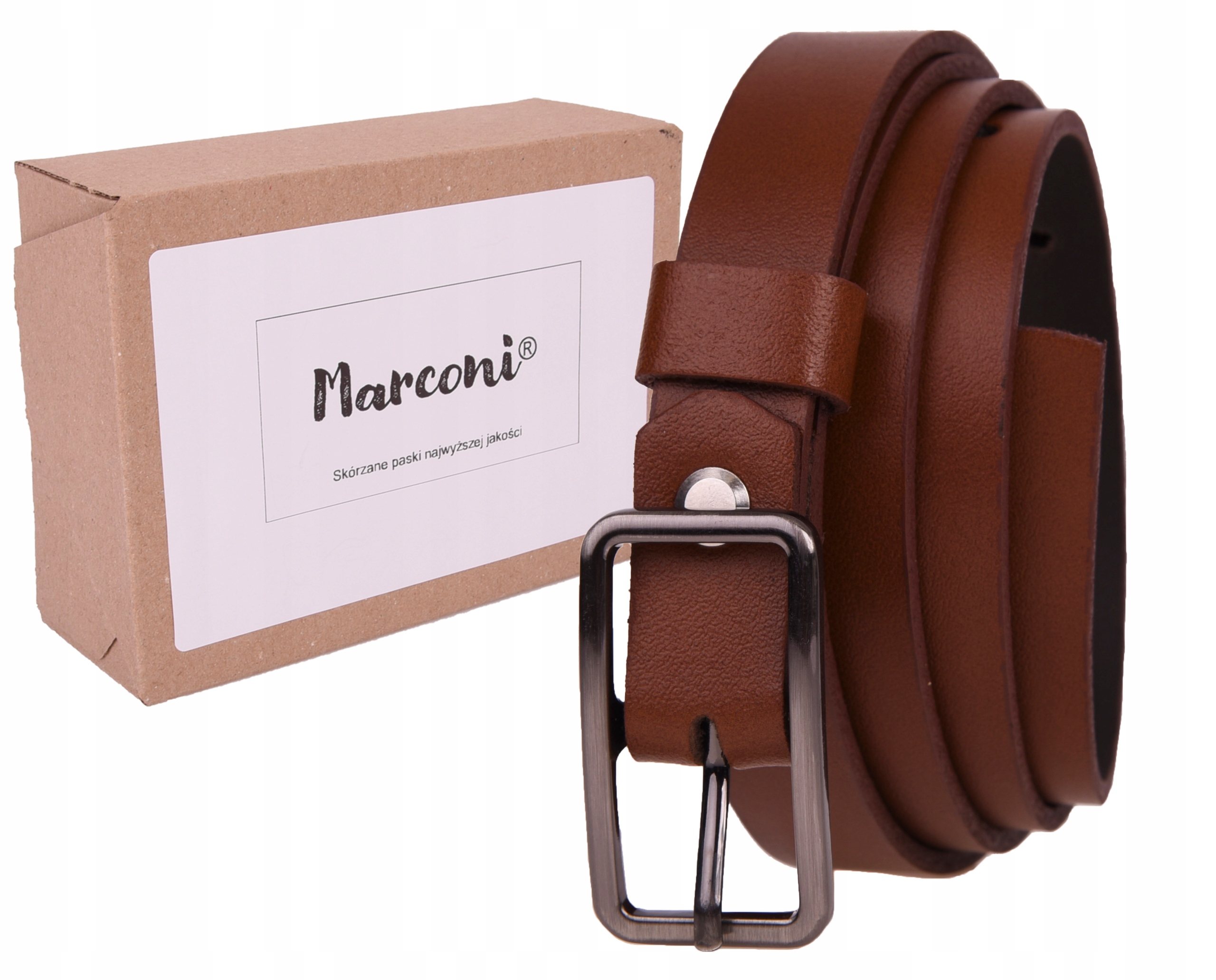 

Wąski Skórzany Pasek damski2cm Brązowy do sukienki