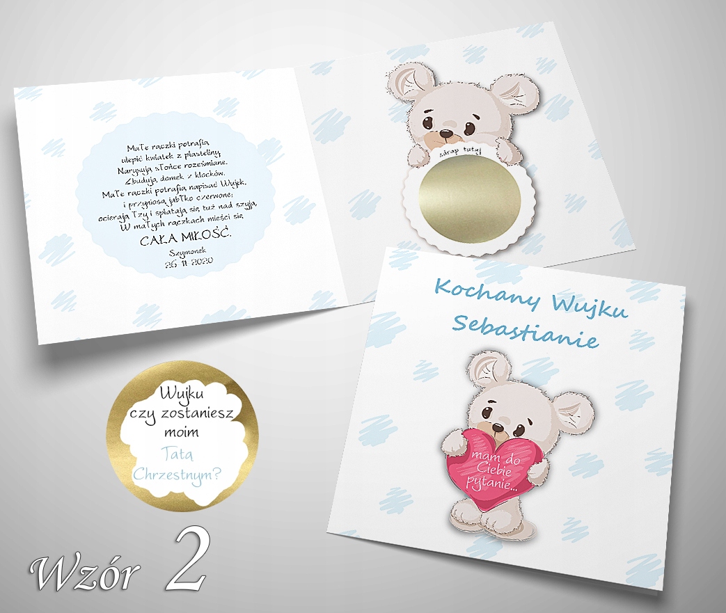 CZY ZOSTANIESZ MOIM CHRZESTNYM PROŚBA PYTANIE CHRZESTNEGO PERSONALIZOWANA Wysokość produktu 14 cm