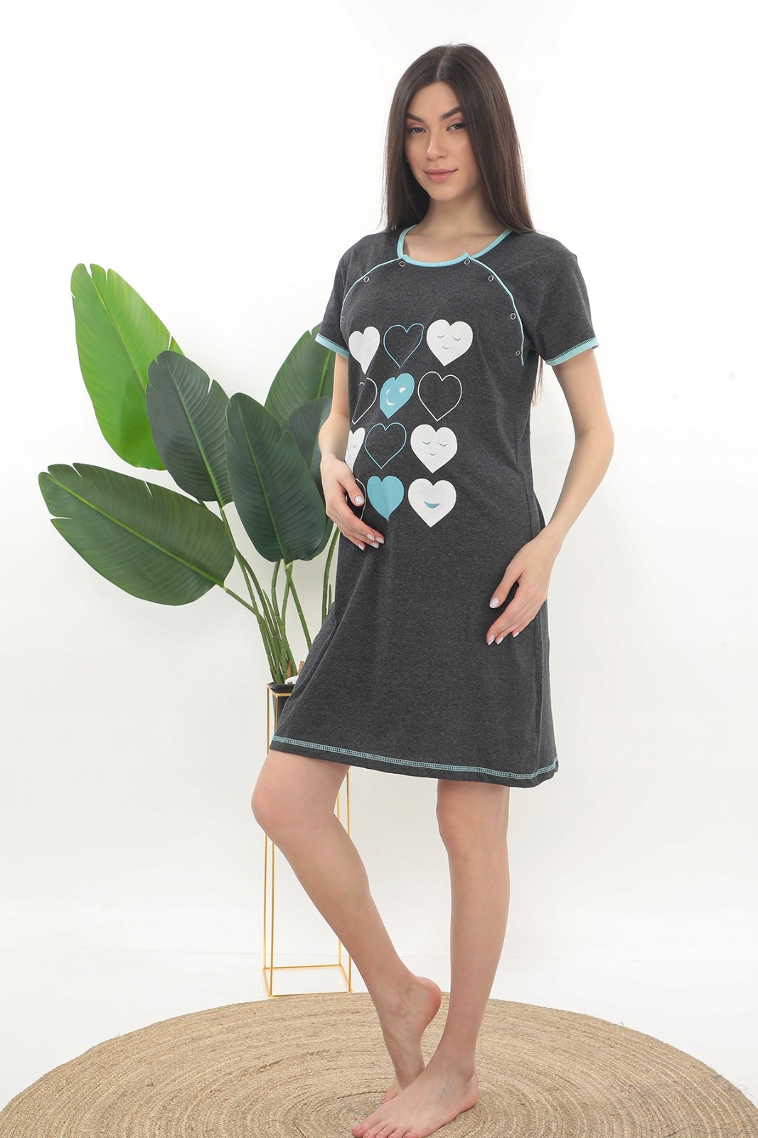 KOSZULA NOCNA CIĄŻOWA DO KARMIENIA BAWEŁNA NAPY SERDUSZKA BAWEŁNA M Waga produktu z opakowaniem jednostkowym 0.5 kg