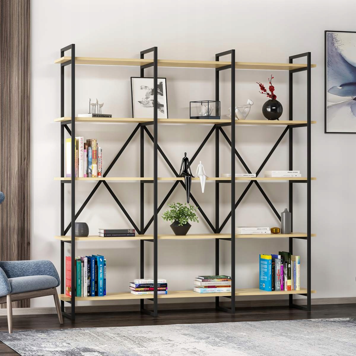 Półka stojąca ELSTON 1800 mm czarno/dębowa Marka inna