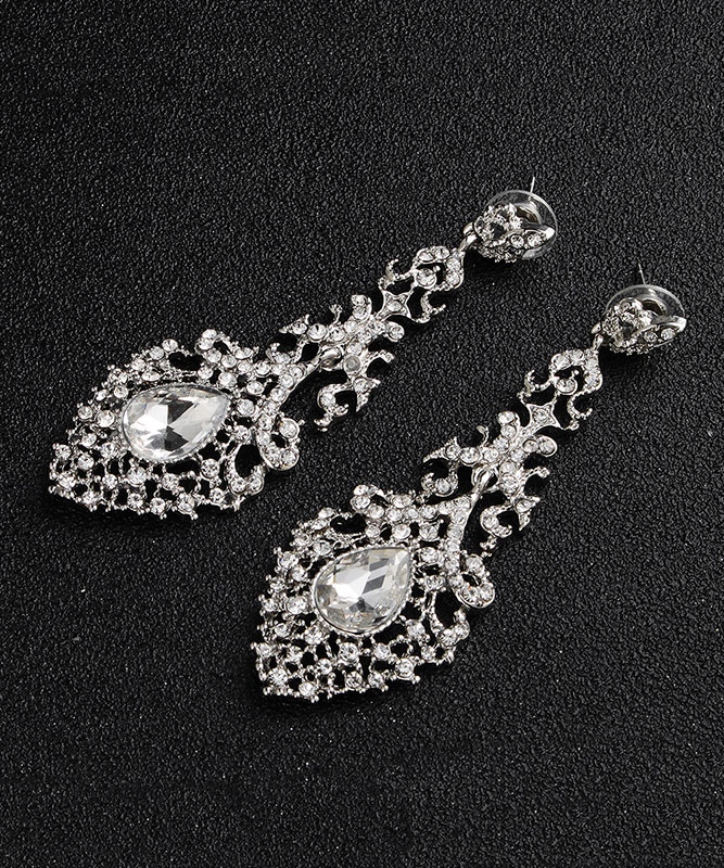 KOLCZYKI ŚLUBNE LUXURY DŁUGIE SREBRNE Kamień Cyrkonia