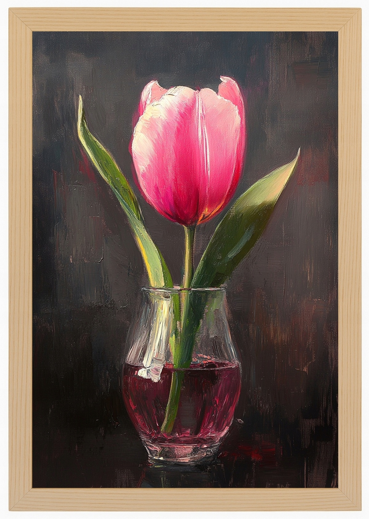 Rám Plakát Rámeček , Olejová Dekorace, Příroda, Květina, Růžový Tulipán , 40x60
