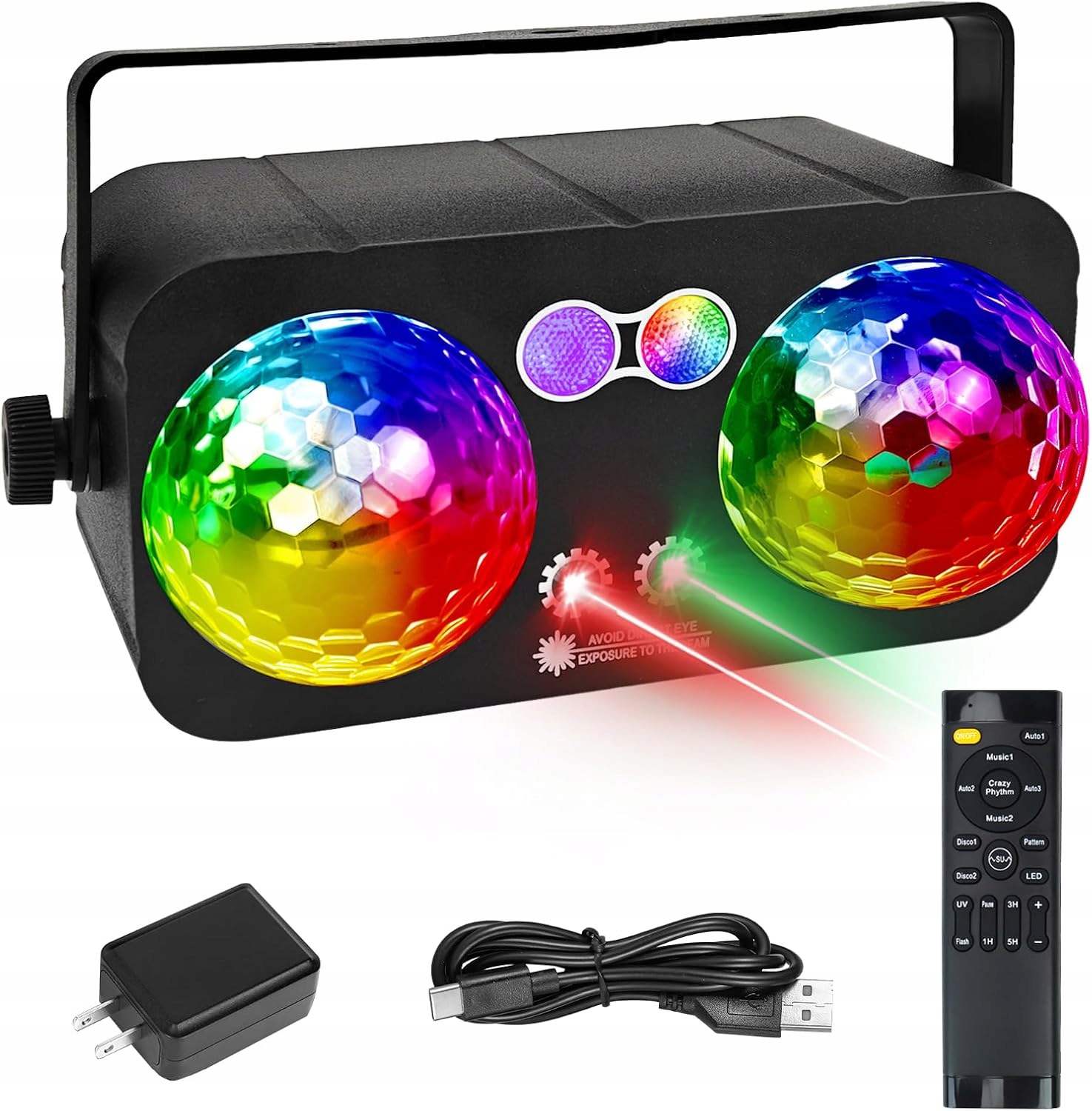 Led Diskotéková Lampa Vícebarevná Hliníková Rgb Uv Zvuk Ovládání