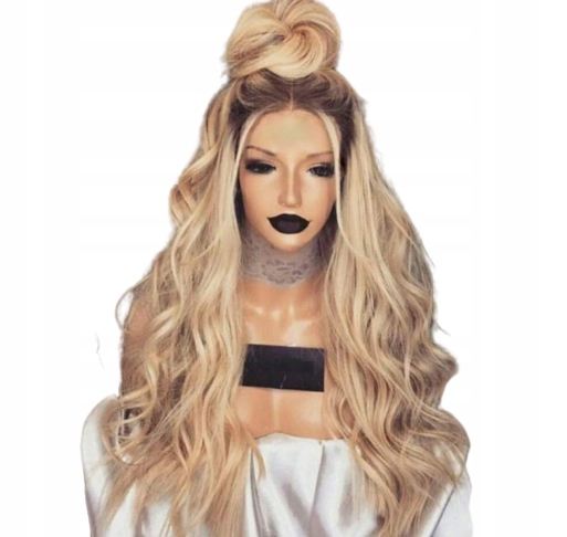 Paruka vlny světlé střední Blond ombre Matná kudrnatá čepička Bonus