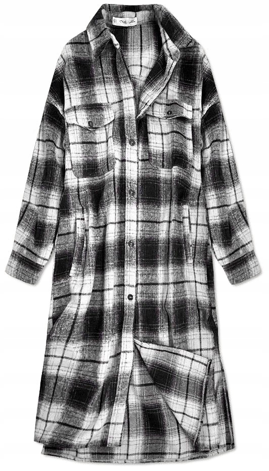 Košilový Kabát 8424 Černobílý S (36)