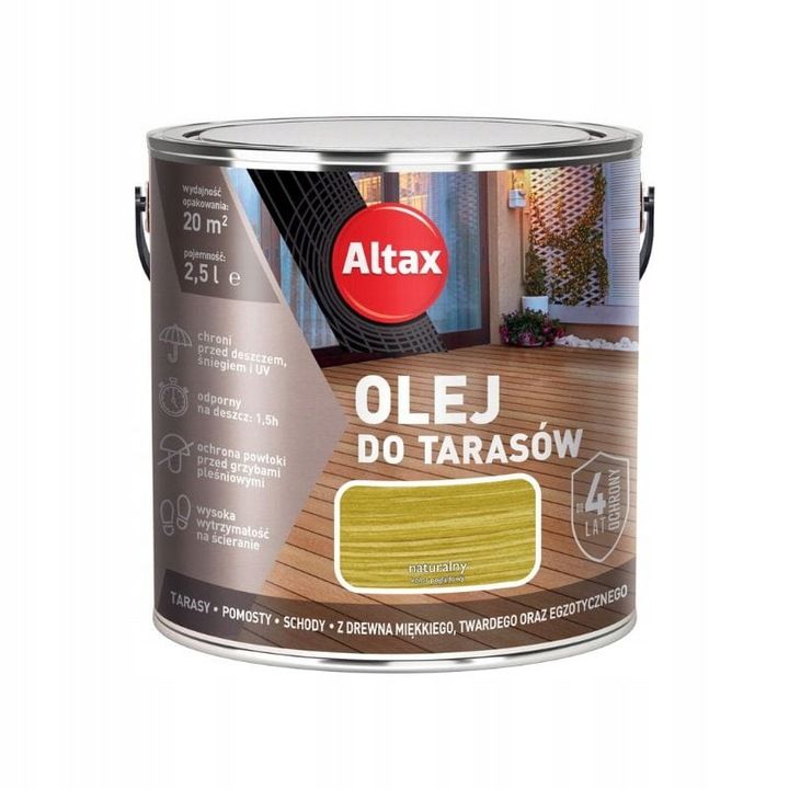 Altax Olej do drewna do tarasu drewno egzotyczne schody 2,5l naturalny