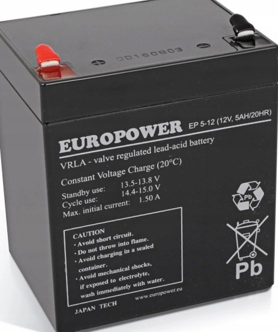 Akumulator Bateria Agm Vrla Europower Ep 12V 5Ah EP5-12 EP5 Centrala Alarm