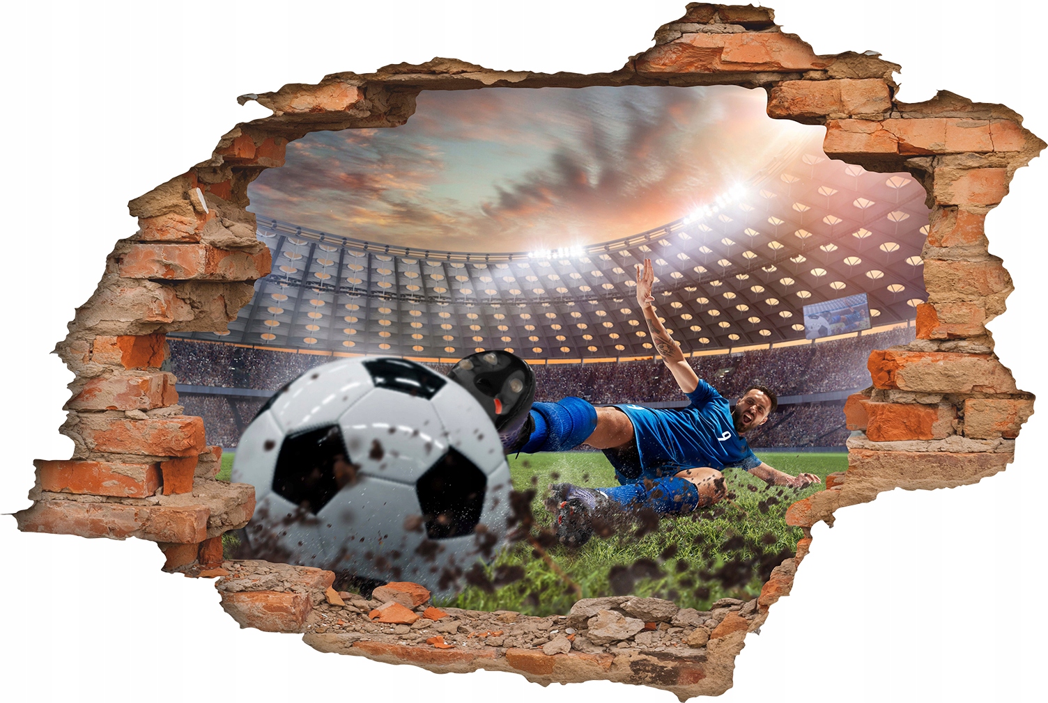 

Dziura w ścianie naklejka ścienna 3D Piłka sport