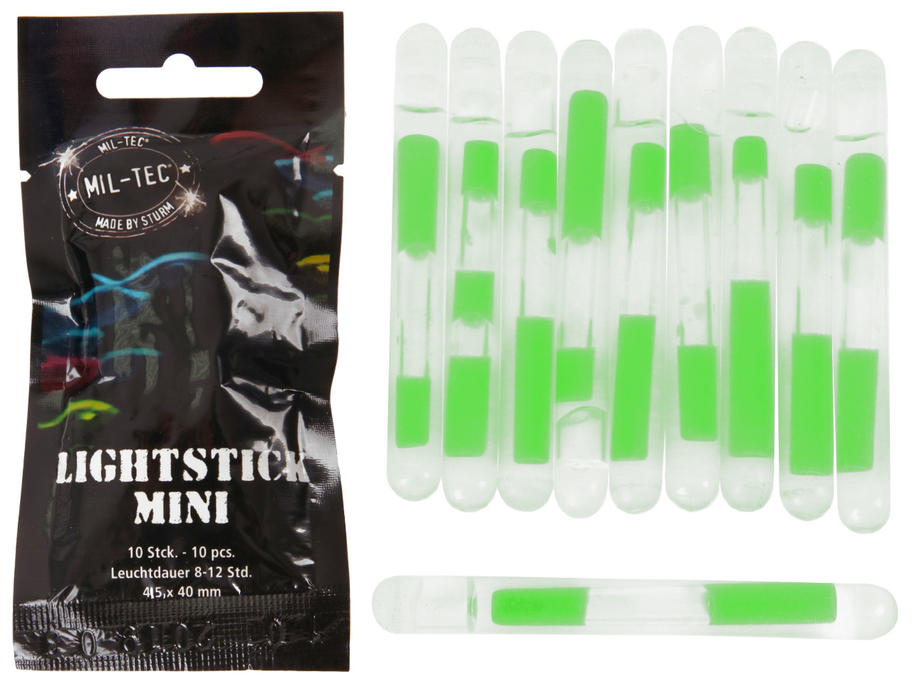 Światło chemiczne Oświetlenie Mil-Tec Lightstick Mini 10szt. - Zielone