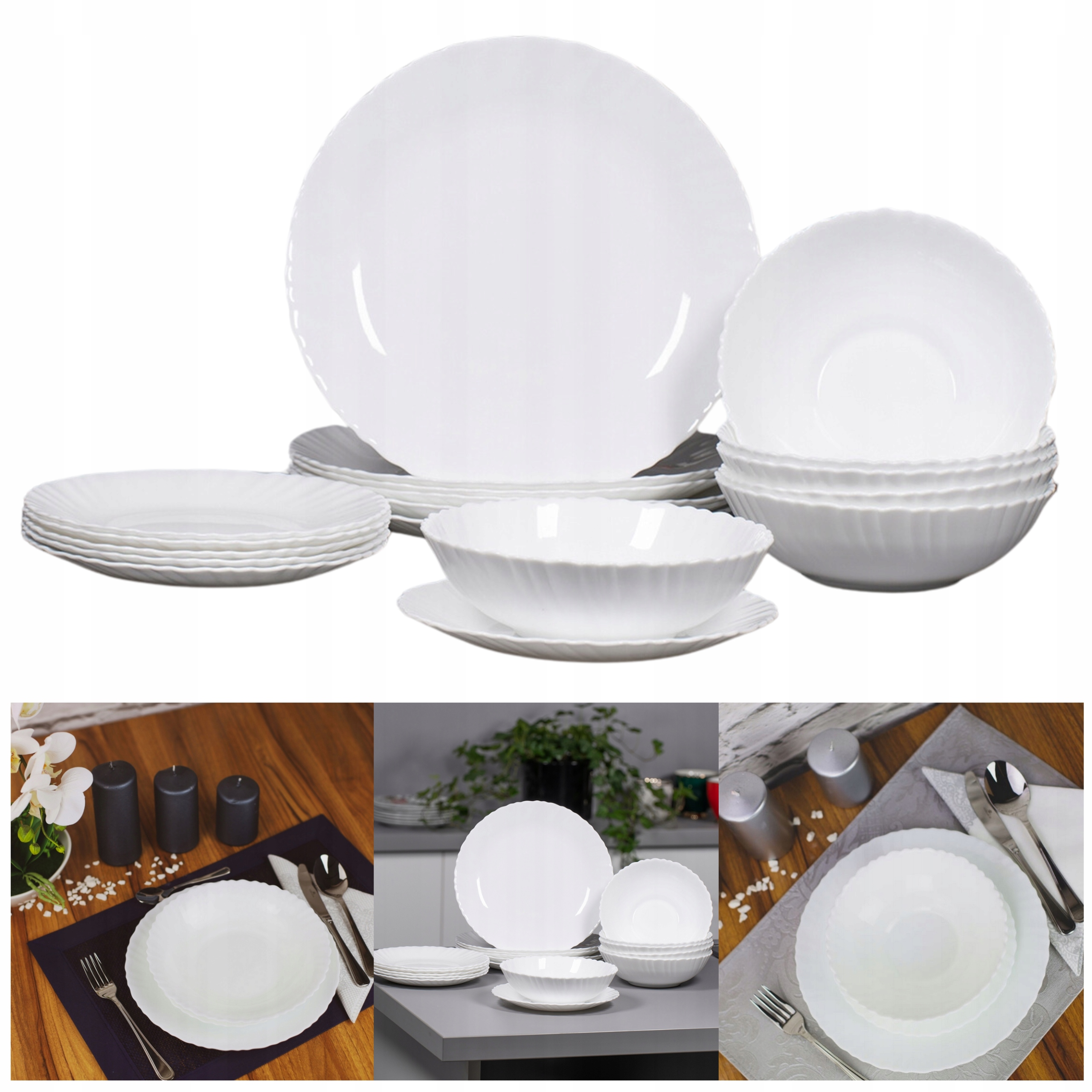 SERWIS OBIADOWY KOMPLET TALERZY ZESTAW OBIADOWY ZASTAWA NA 6 OSÓB Liczba elementów w zestawie 18