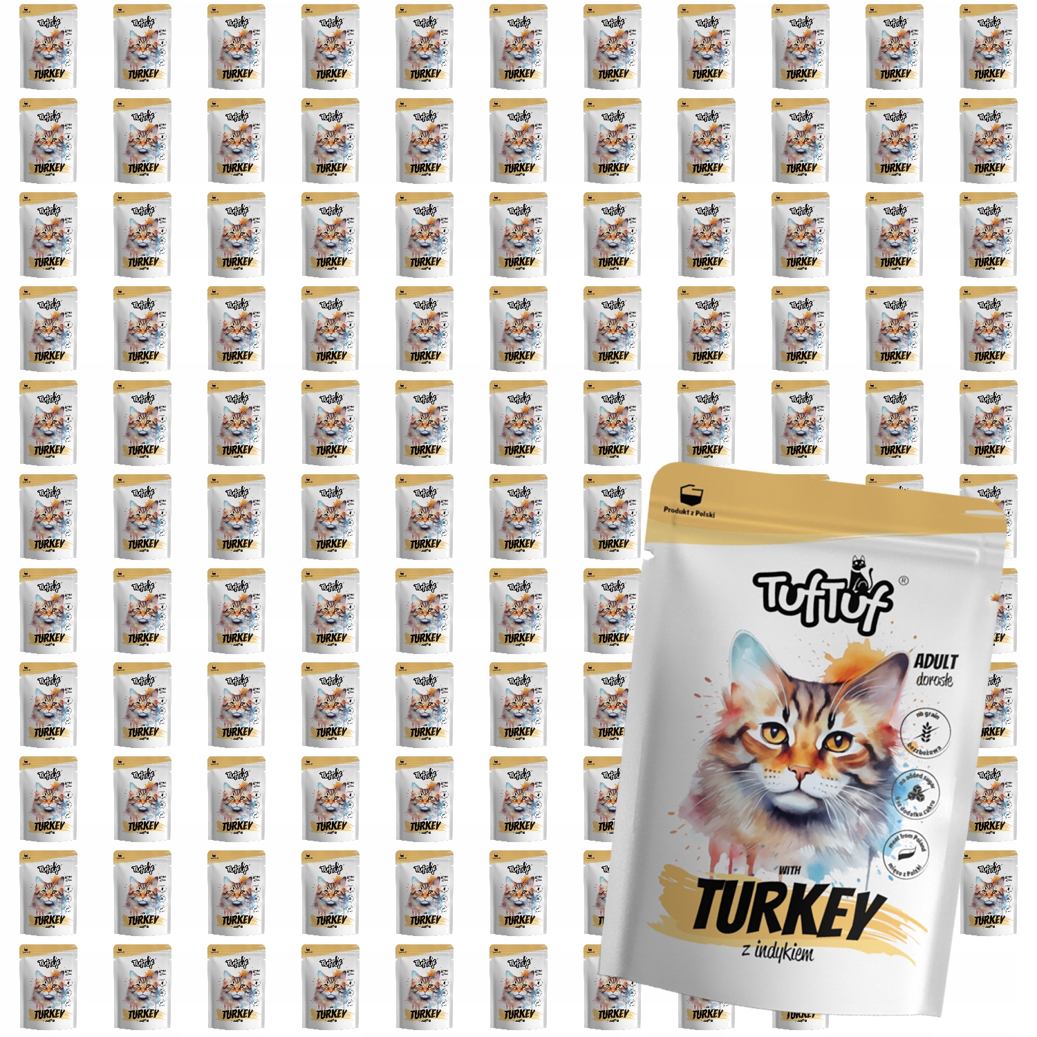 Levně Mokré Krmivo Pro Kočky TufTuf Kapsička mletá s krůtím masem Set 120x100 g