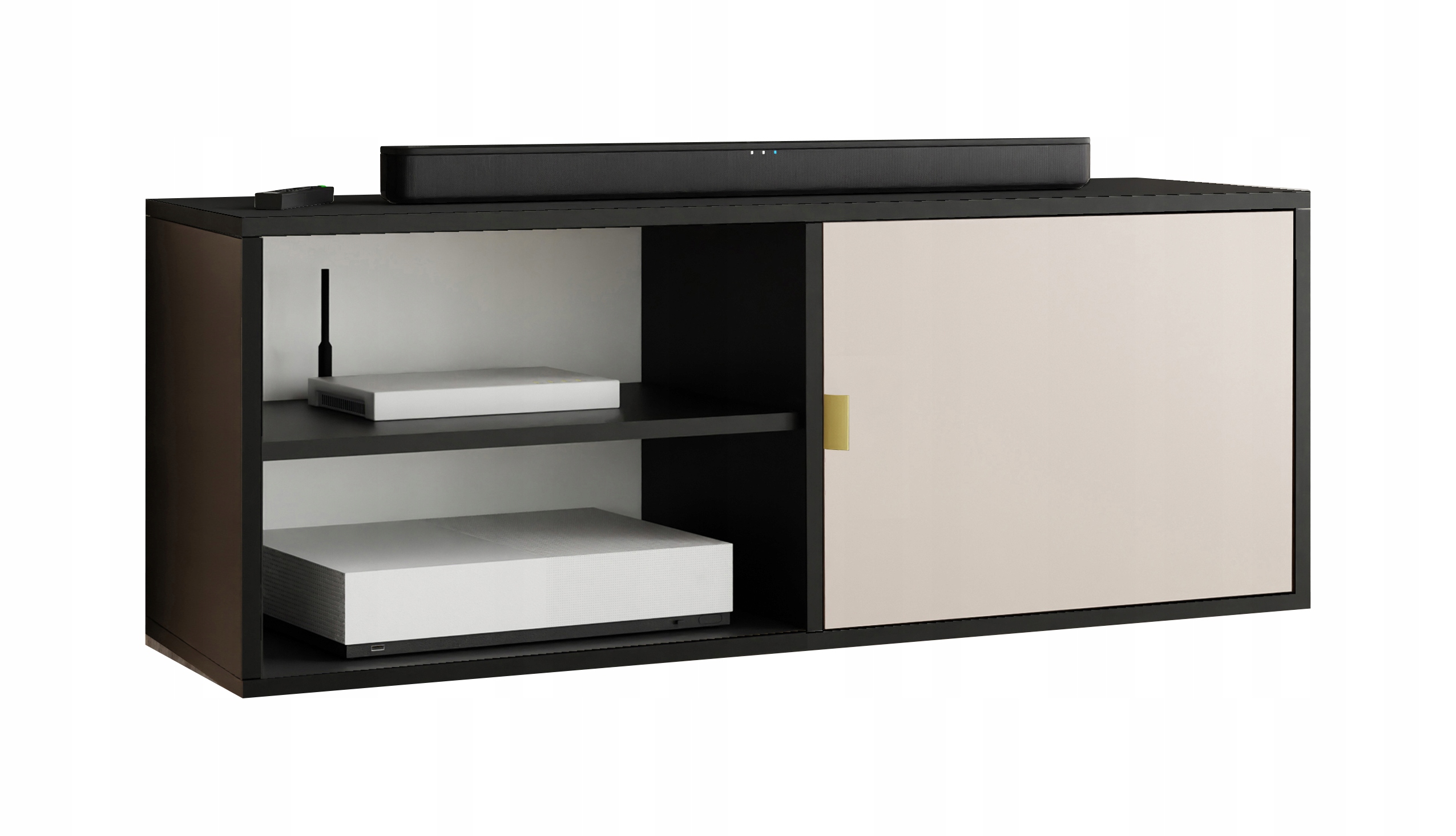 Rtv skříňka Luna 2 zlatá, otevřená, černá kašmír