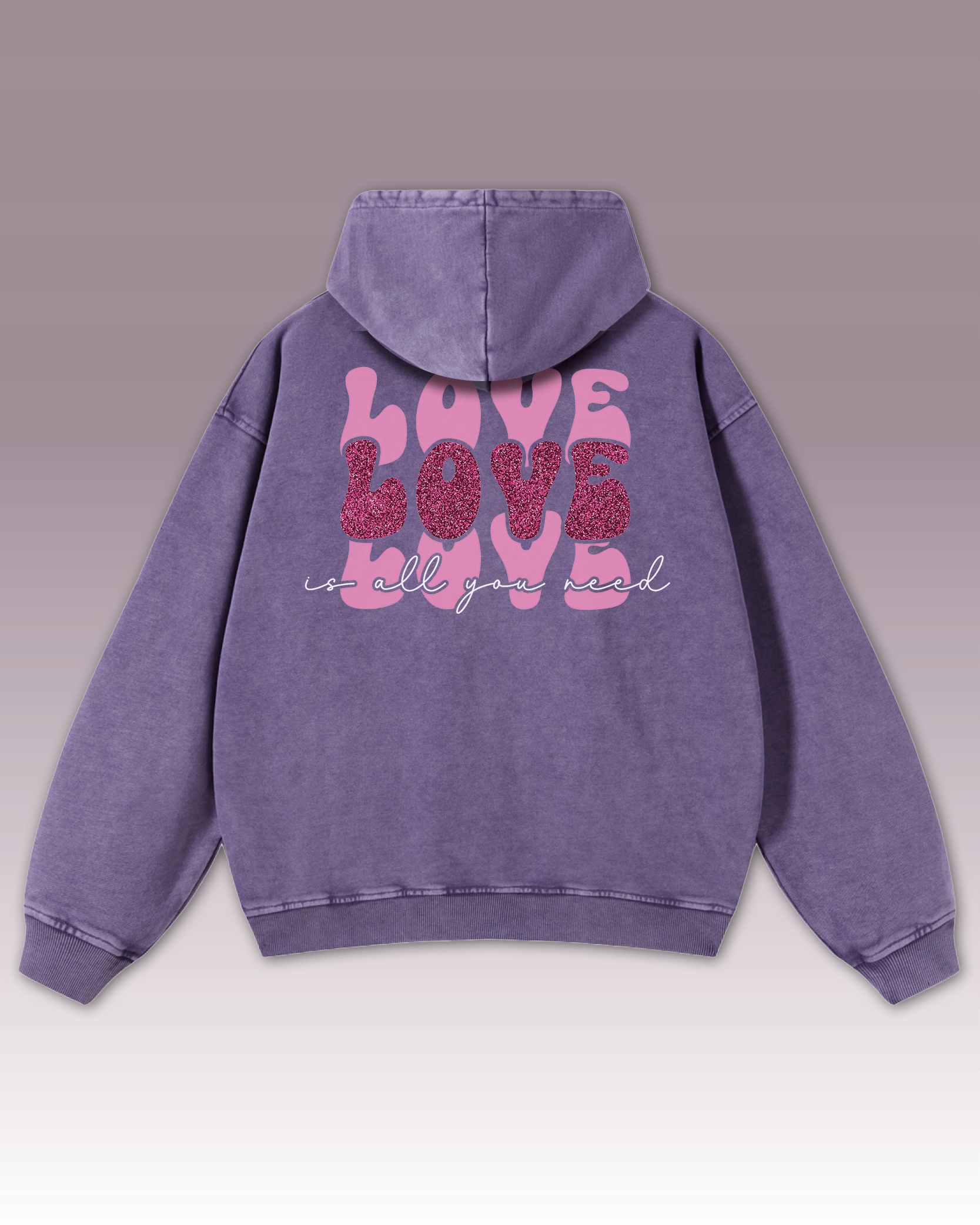 Mikina Love is all You Need Láska Oversize Inspitující Sprana Fialová L