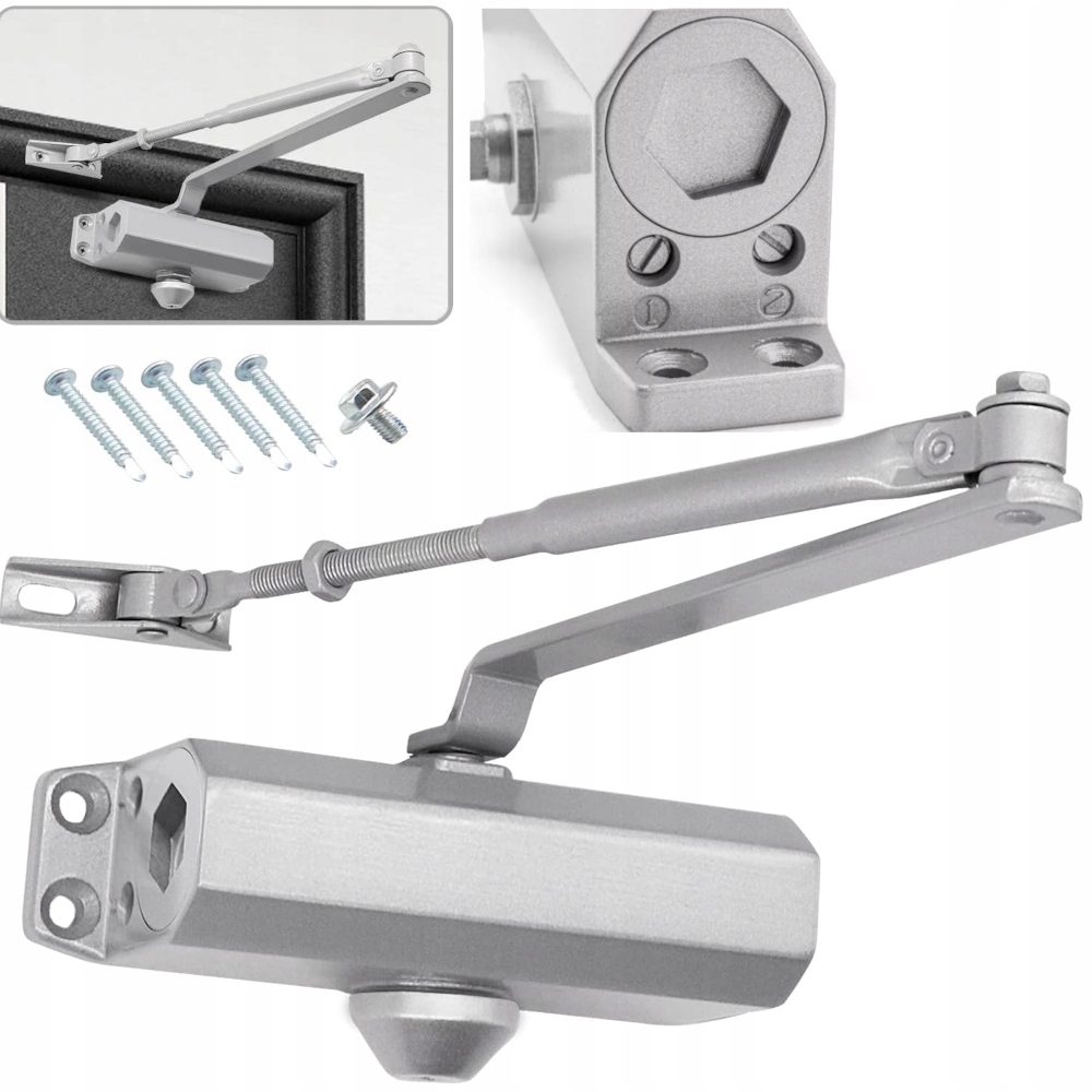 SAMOZAMYKACZ DO DRZWI 45 kg Z BLOKADĄ OTWARCIA ZAMYKACZ Z RAMIENIEM Kod producenta Samozamykacz 1102D