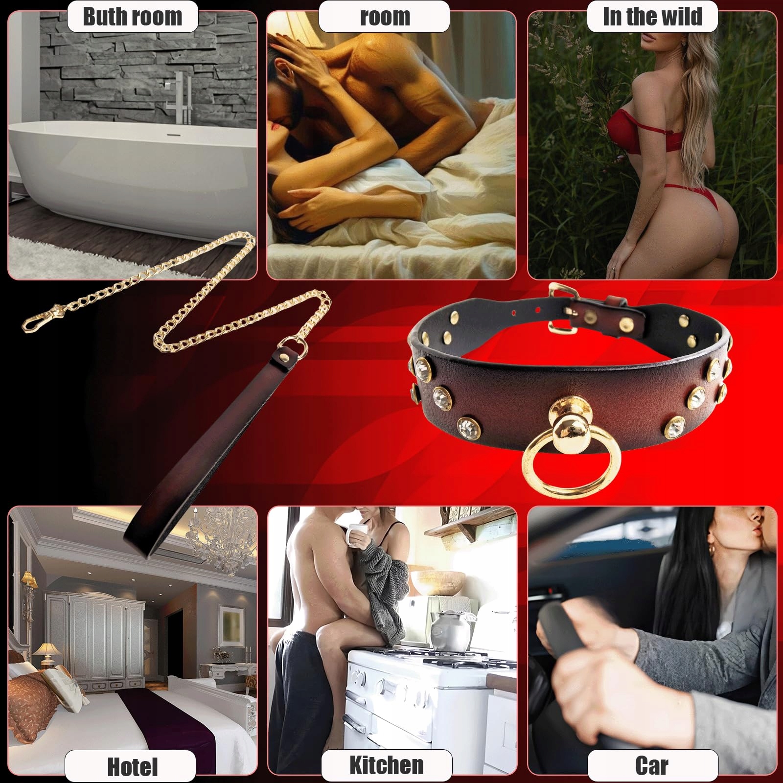 BRAND LEDER O-RING OBROŻA BDSM REGULOWANA DLA PAR KOBIET MĘŻCZYZN BRĄZOWA — miniatura 6