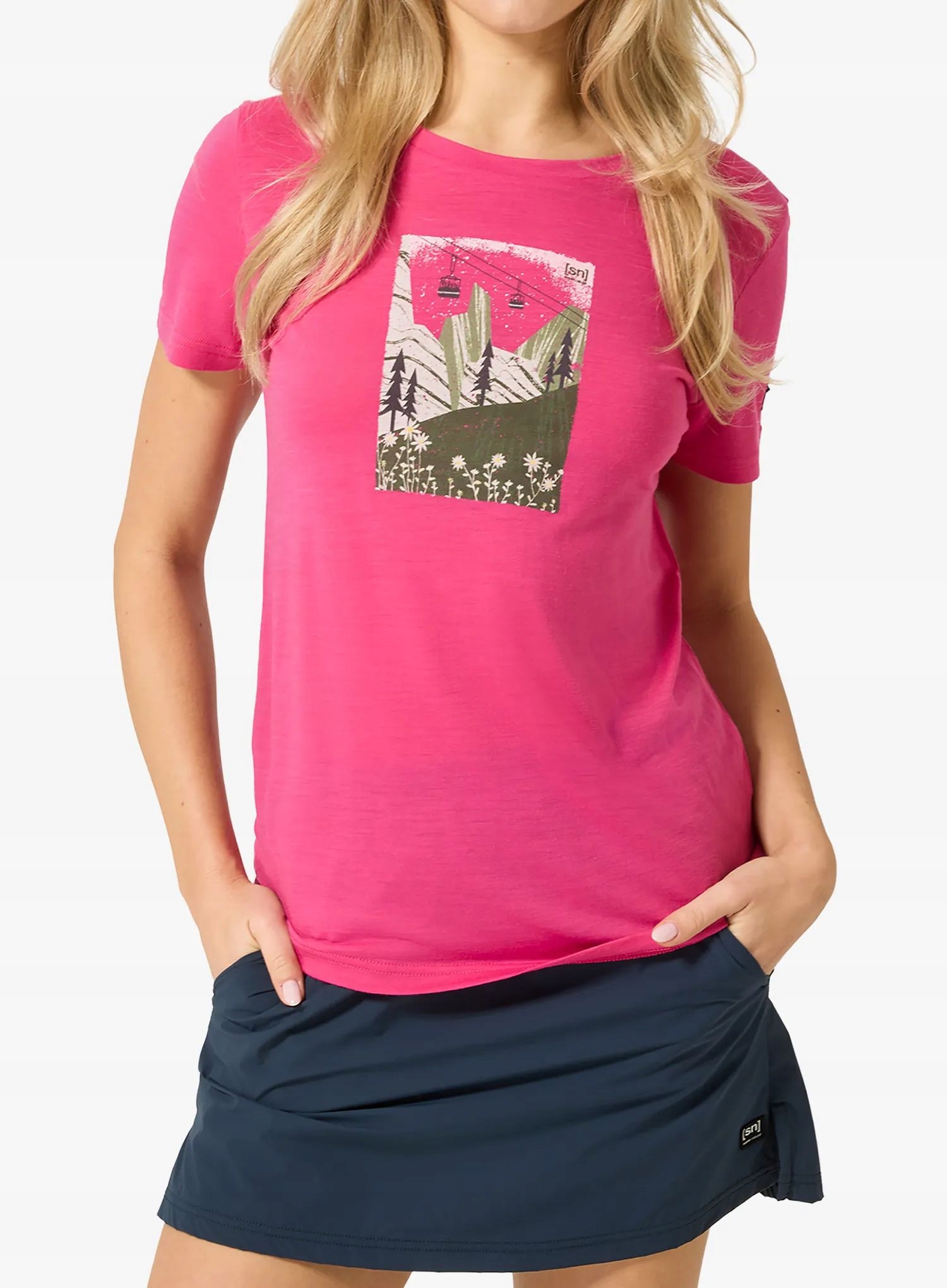 Koszulka z nadrukiem damska Super.natural Summer Gondola T pinky rose Xs
