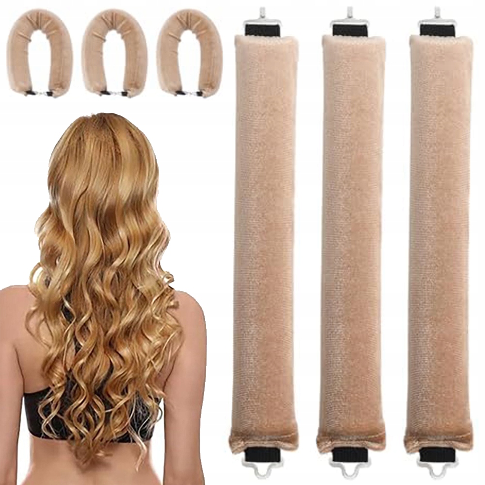 3X Natáčky Na Vlasy Měkké Papiloty Kulmy Velvet Velurové Blowout Khaki