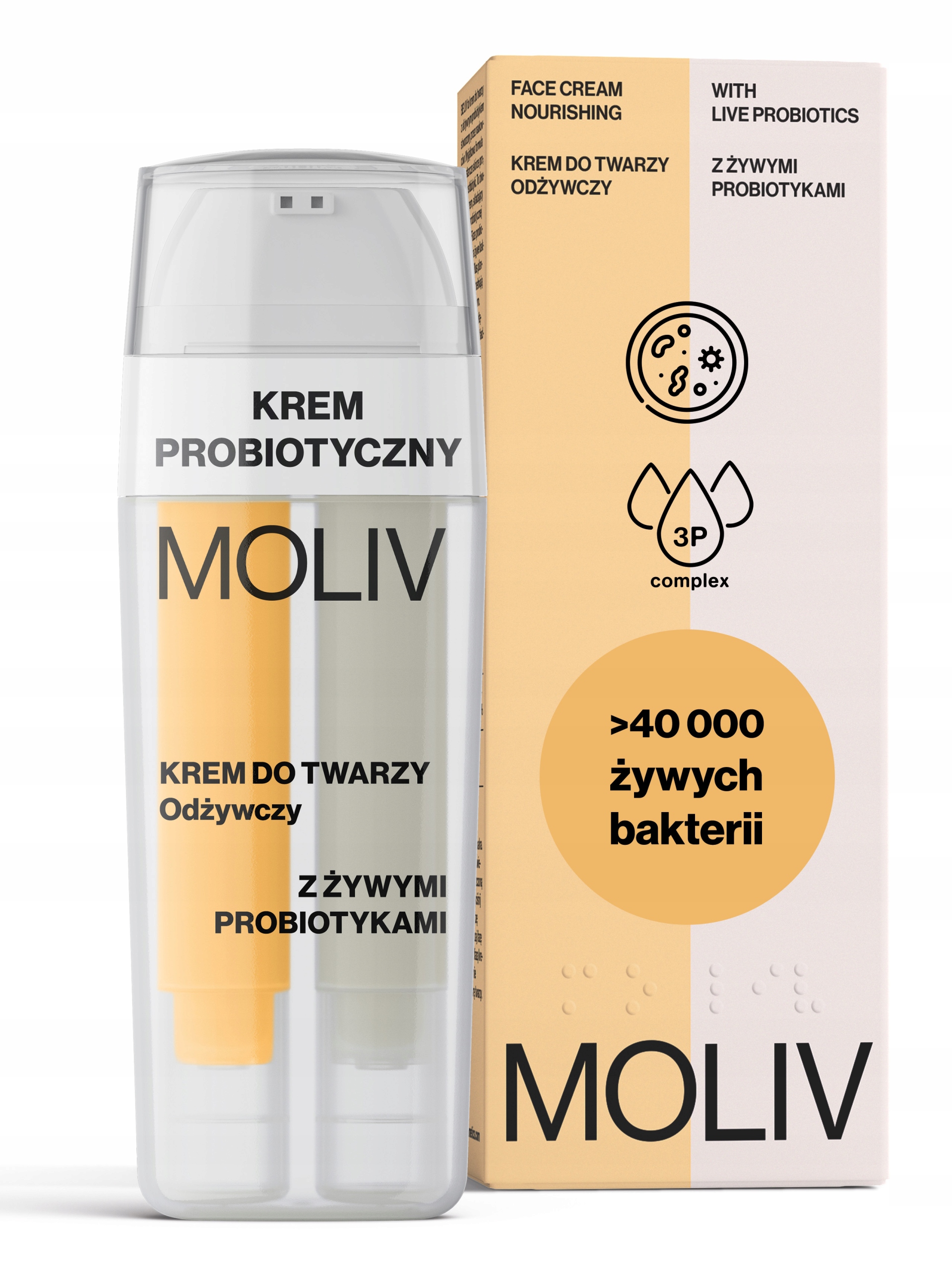 Krem do Twarzy Odżywczy Nawilżający z Żywymi Probiotykami 30ml Moliv