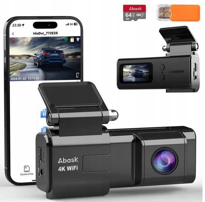 Kamera automobilová Abask ZDX78 4K WiFi do aplikace DashCam Monitorování