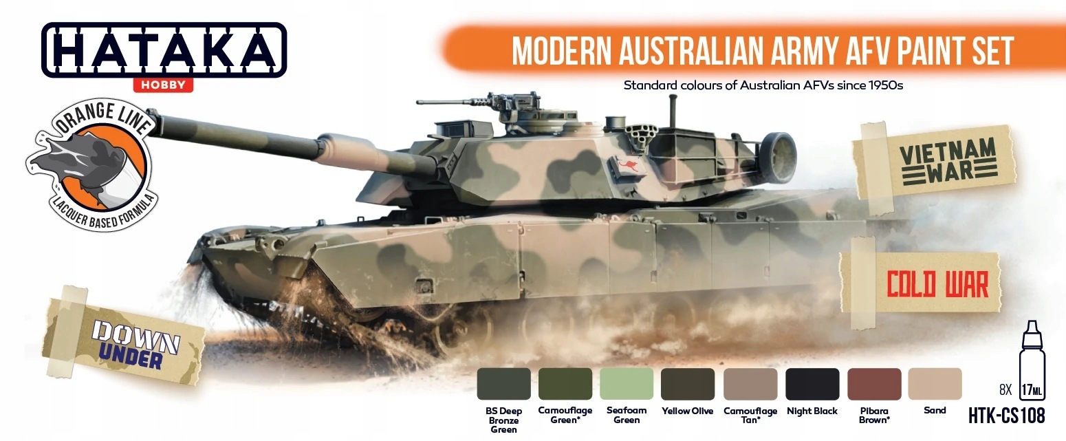 Hataka CS108 Modern Australian Army Afv Paint Set 8x17 ml