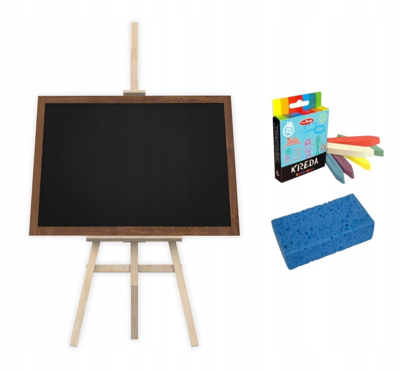 

Tablica kredowa czarna 100x80+sztaluga drewniana