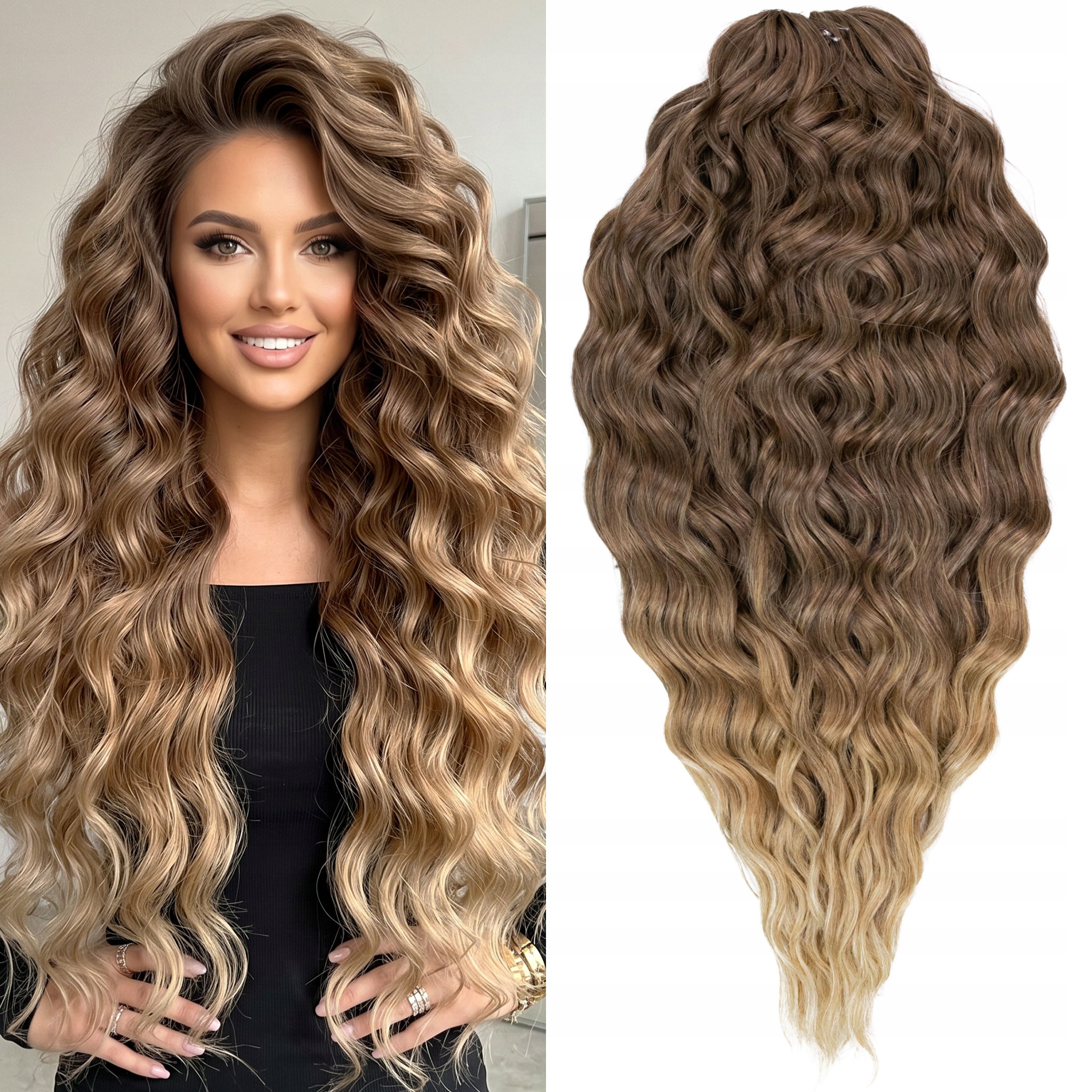 Włosy syntetyczne sztuczne Star Wave Afroloki 300g 60cm ombre brąz blond