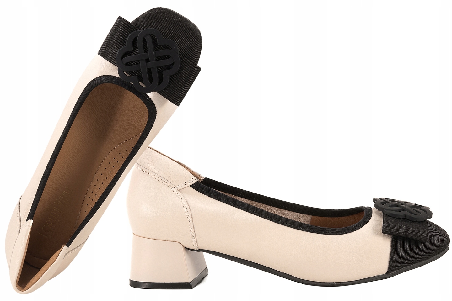 Loretta Vitale W5341 Dámské Kožené Polobotky Na Podpatku, krémové