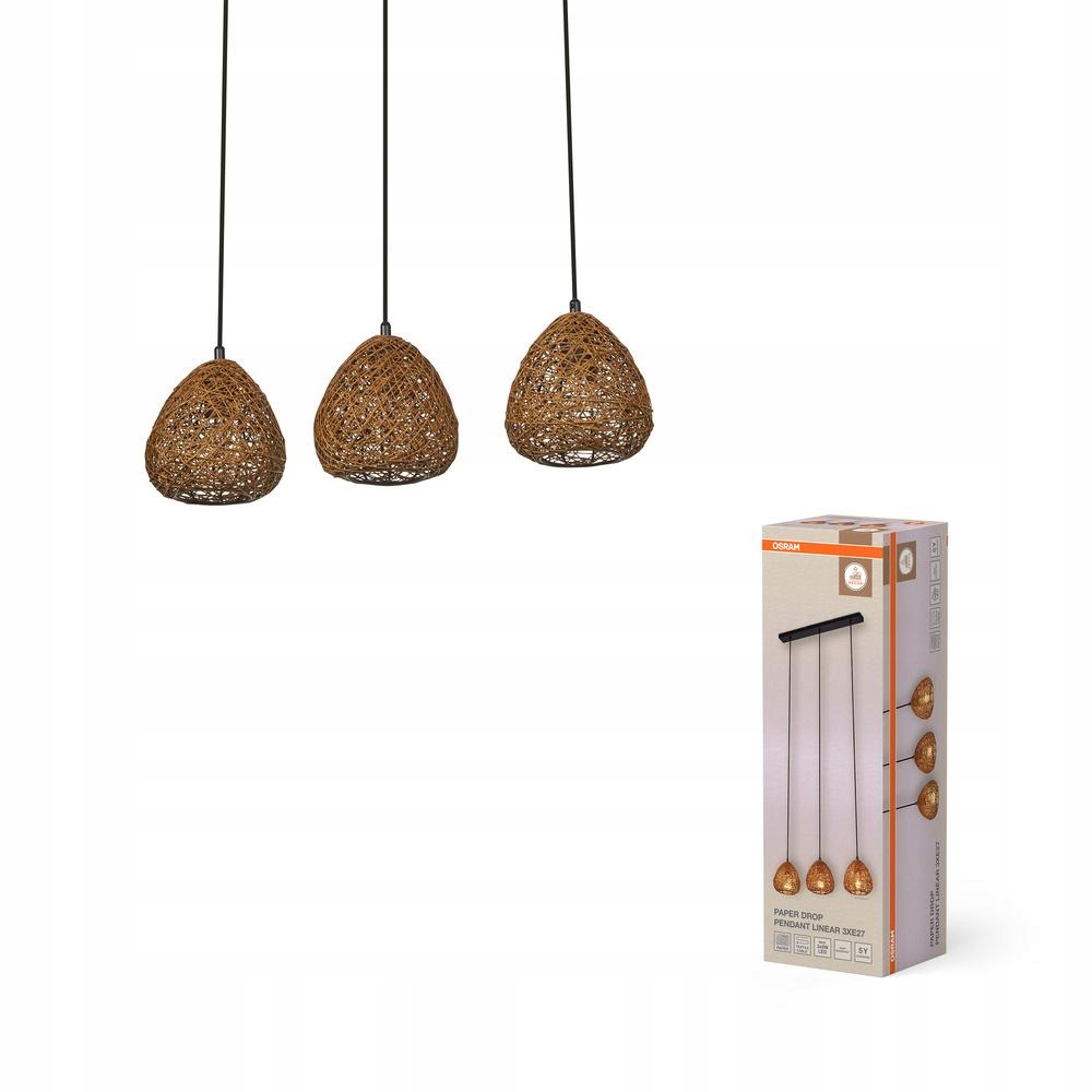 Lampa Stropné závesné svietidlo 3x E27 Dekoratívne Béžová Dekorácia Osram