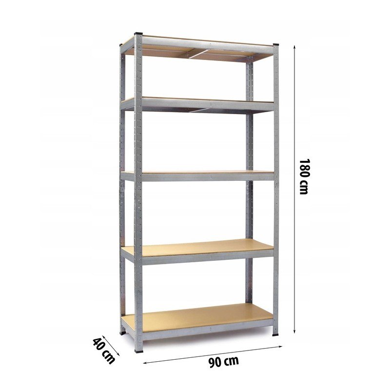 Regał magazynowy metalowy 180 x 90 x 40 cm max 201 kg na półkę Wysokość produktu 180 cm