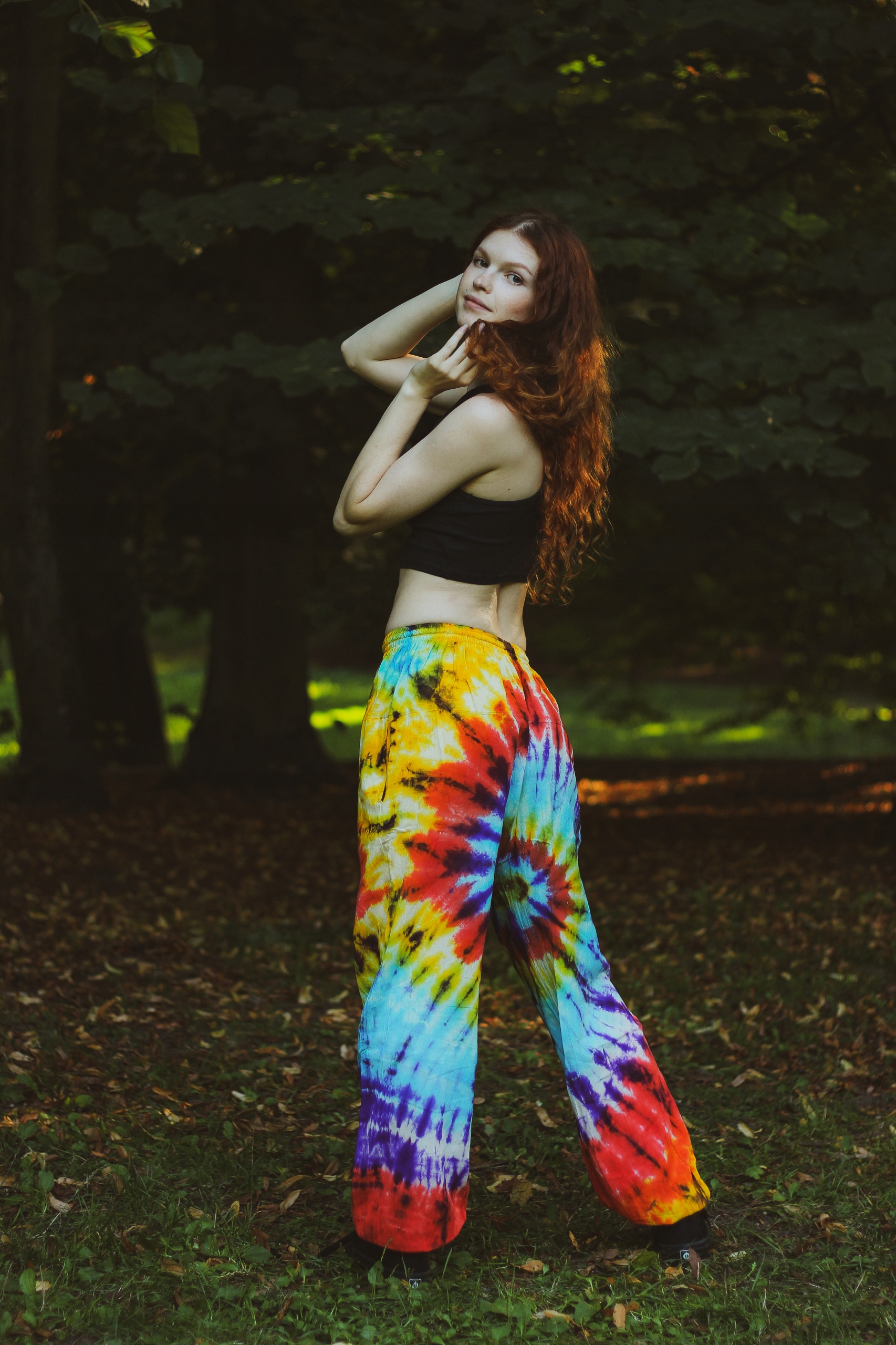 Hippie kalhoty tie dye psychedelické baggy ruční práce z Nepálu