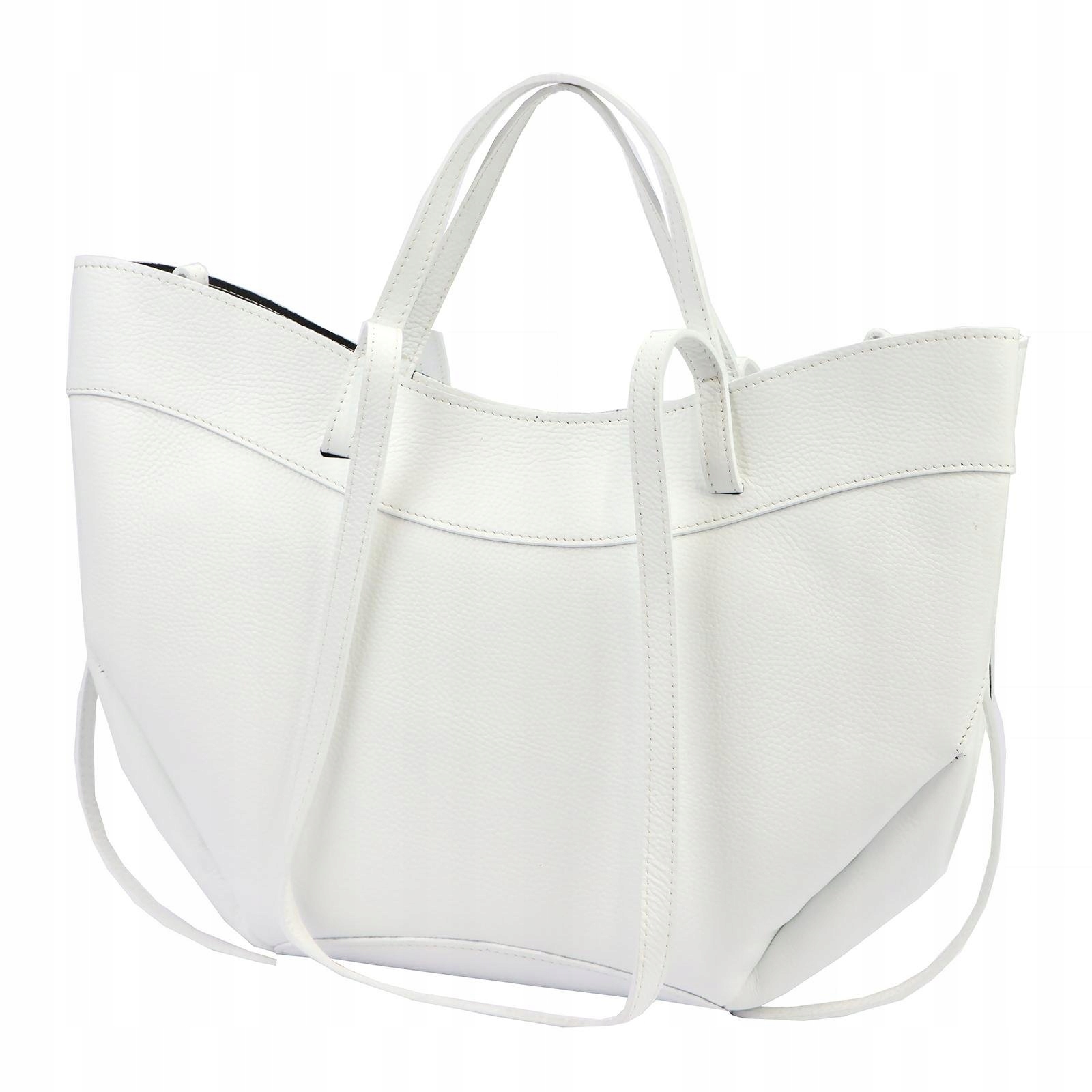 Dámská kabelka shopper kožená bílá velká A4 Luka