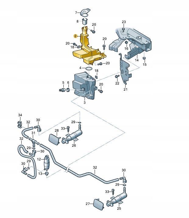 3C0955453Q - Бачок омывателя омывателя VW Passat B6 крепление ASO