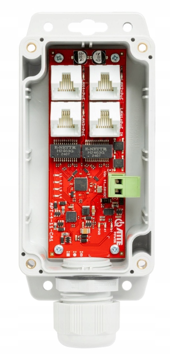 Switch PoE 4 portový 10/100Mbps, extender Atte ve vnějším krytu IP68