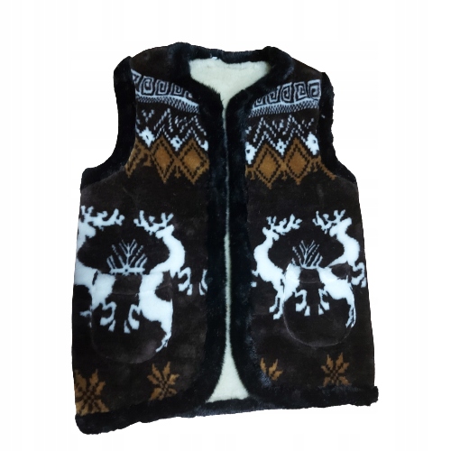 Vlněná vesta Hrubá s kožíškem Teplá dámská Vesta vel. 40