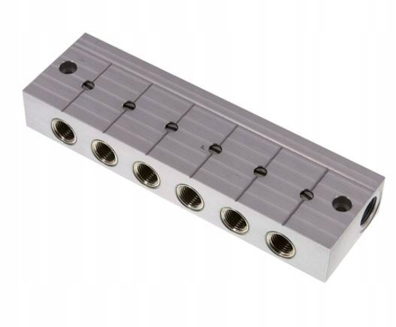 Rozdělovací lišta s kulovými ventily 2 x G 3/8" 6 x G 1/4"