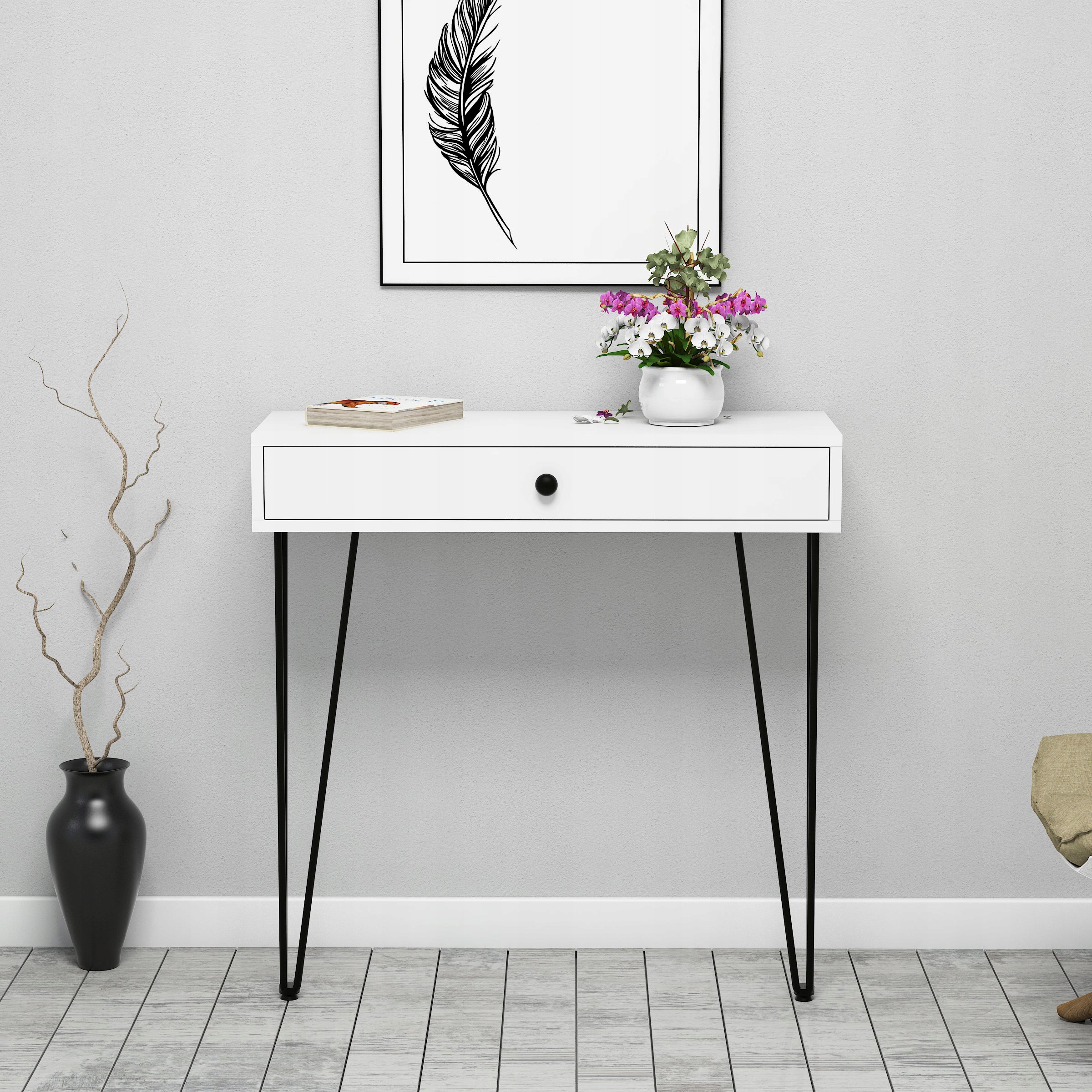 KONSOLA KOMODA KREDENS INDUSTRIAL LOFT BIAŁA Szerokość mebla 90 cm