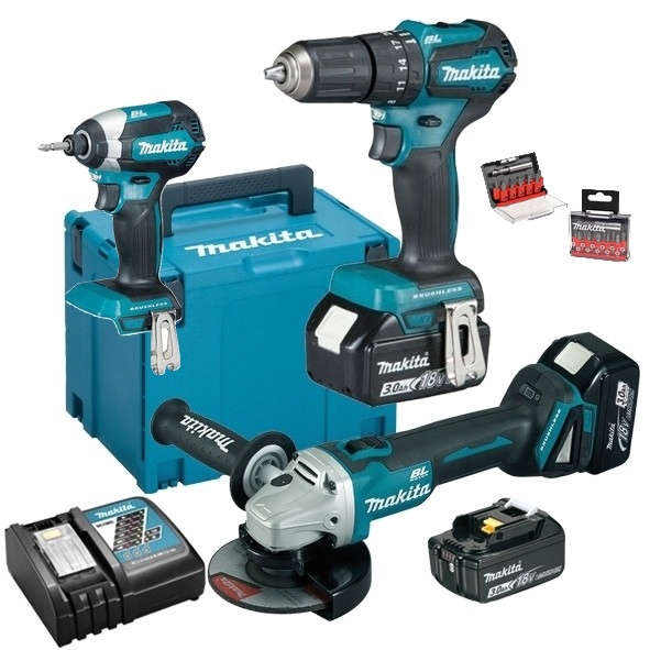 Makita Zestaw narzędzi DDF485 DGA504 DTD153 18V 3x3Ah