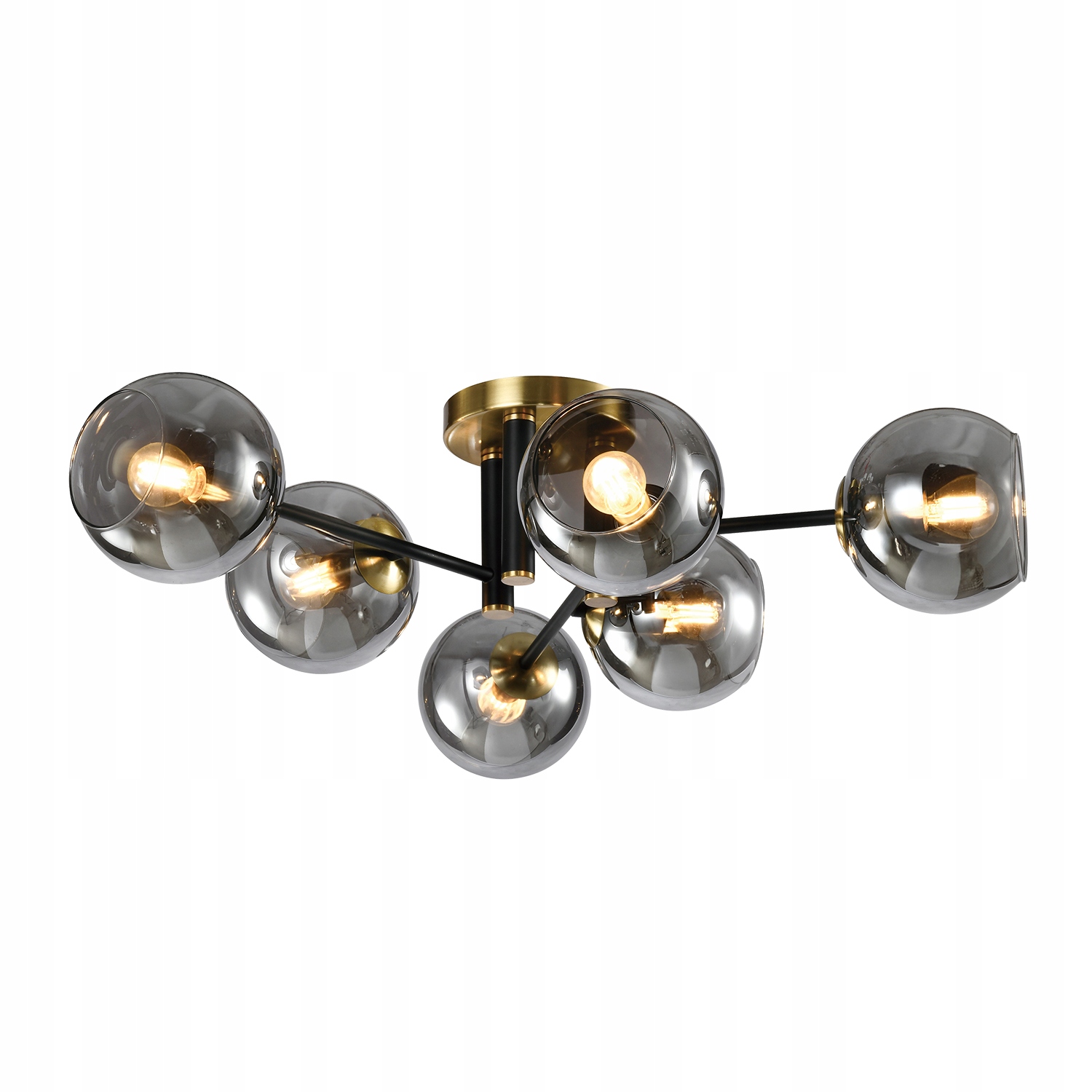 Elegantná stropná lampa Popielate Klosze 6xE14 čierno-zlatá do obývačky