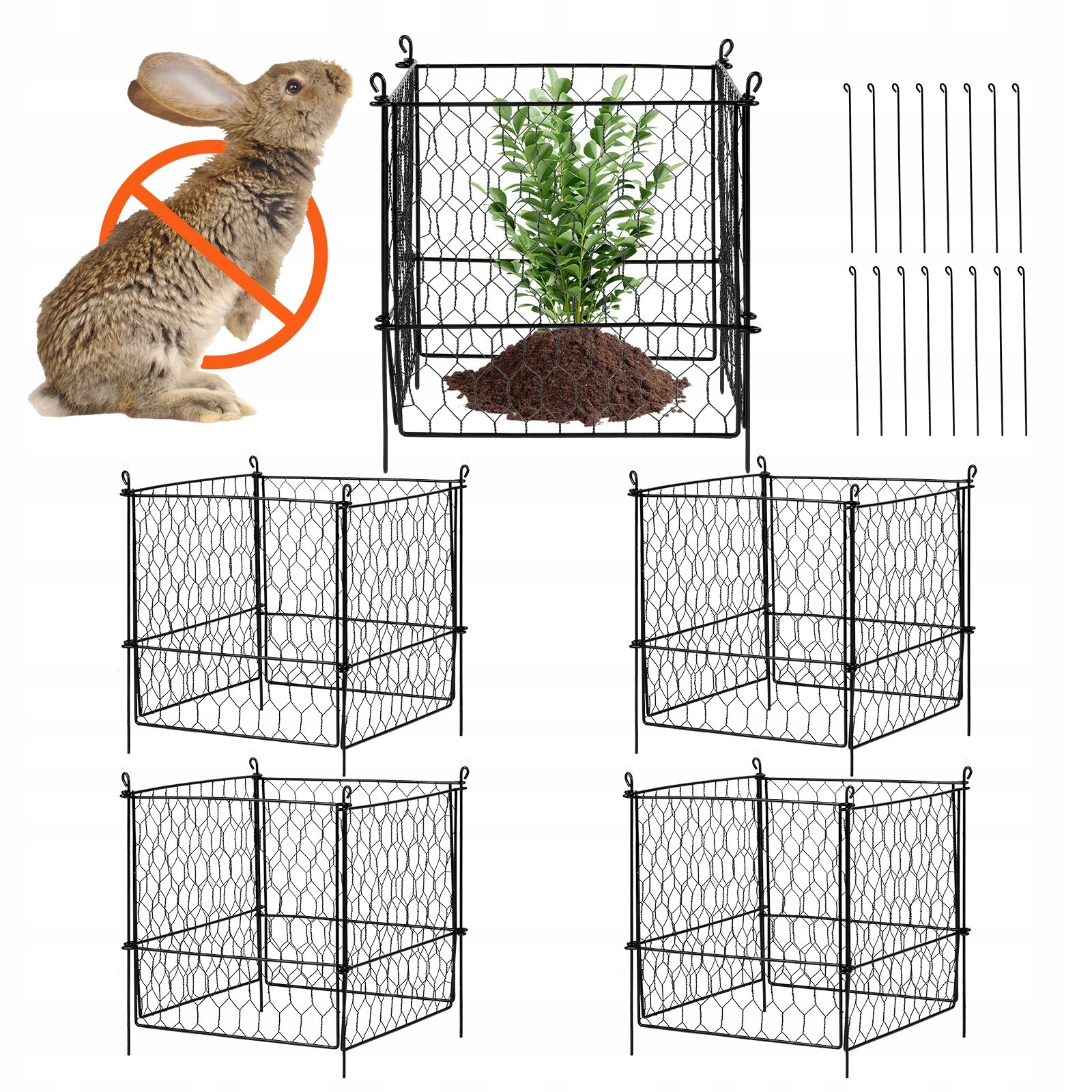 Kovová klietka na rastliny, 4 Kusy