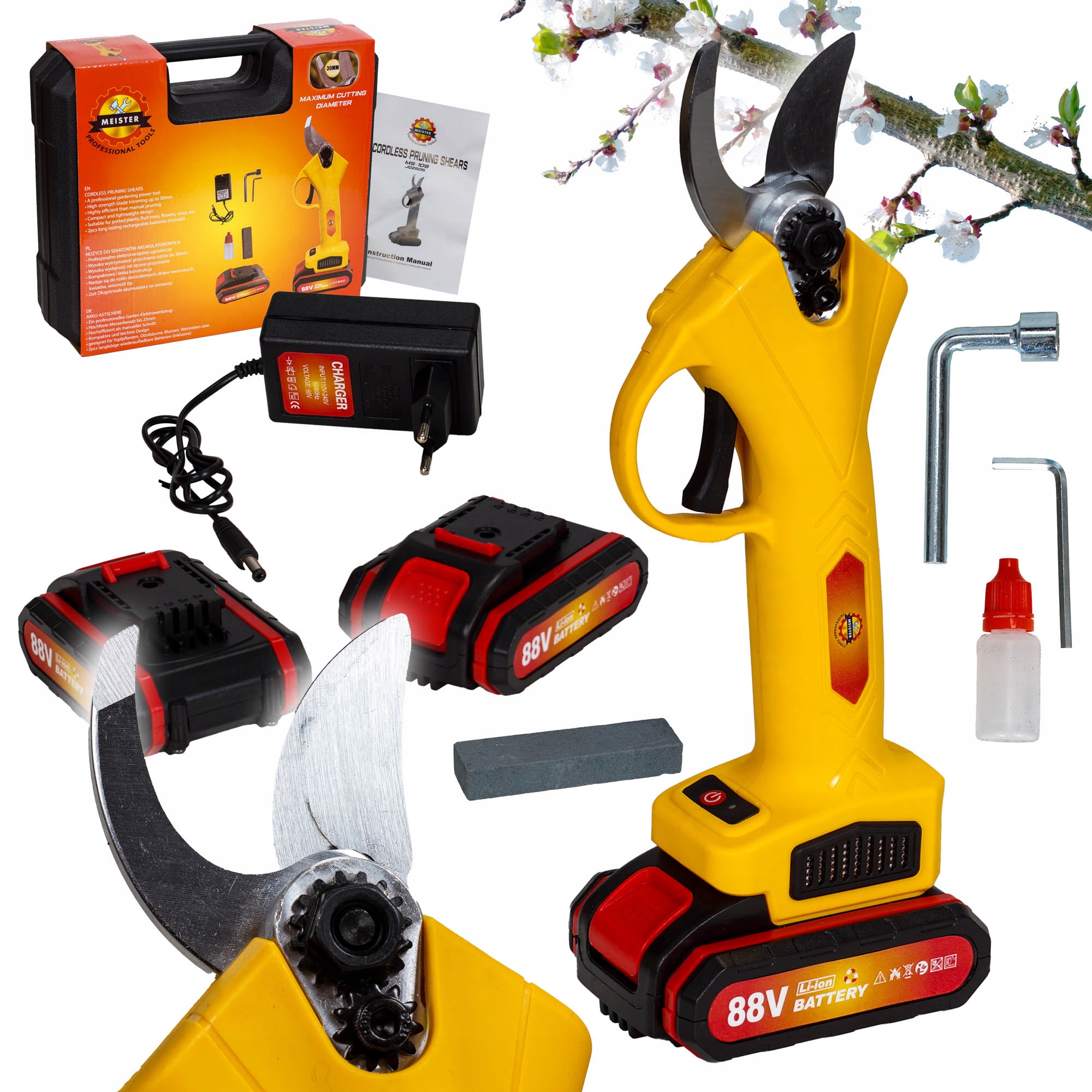 Sekator Akumulatorowy 30MM 88V 2SZT Bateria Ładowarka meister