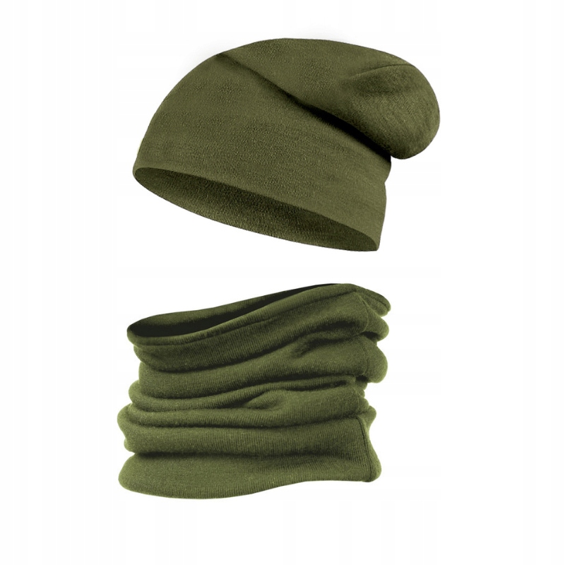 Komplet damski czapka komin merino khaki