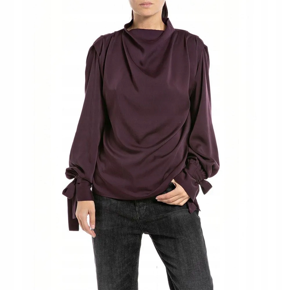 Fialová halenka se zavazovacími rukávy Replay L