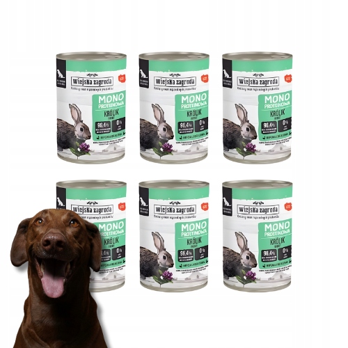 Wiejska Zagroda Królik 6x400g Monoproteinowa karma mokra dla psa dorosłego