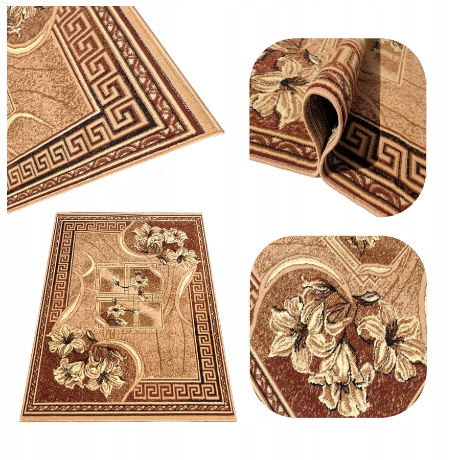 Dywan Unikatowy 160X220 Obszyty Do Pokoju Miękki Beżowy MIX Modnych Wzorów