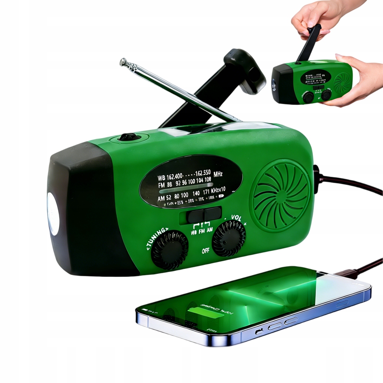 Přenosné rádio Nouzové solární Dynamo Am Fm svítilna Sos powerbanka 2000 mAh