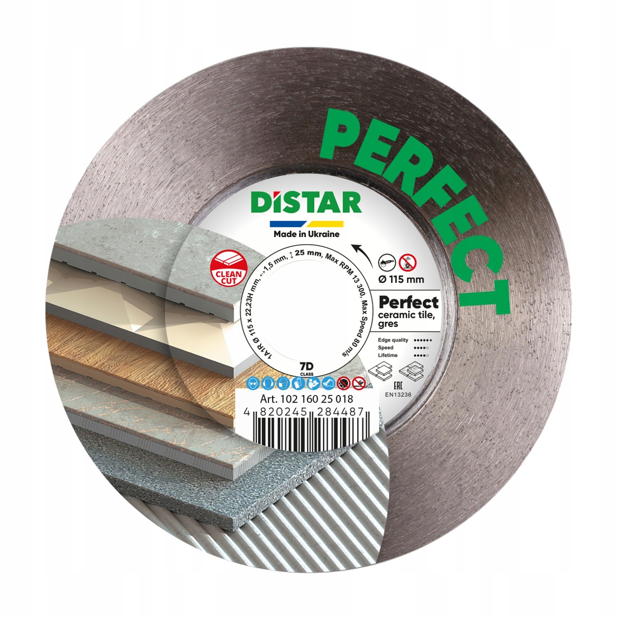 Diamantový kotouč Distar Perfect pro řezání slinuté dlažby, průměr 115 mm