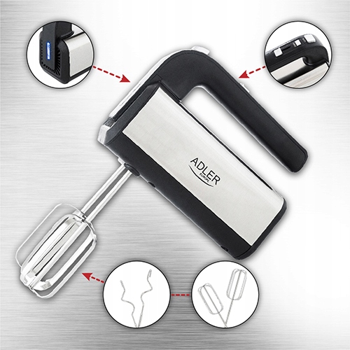 Mikser Ręczny INOX AD 4225 800W 5 Prędkości + TURBO