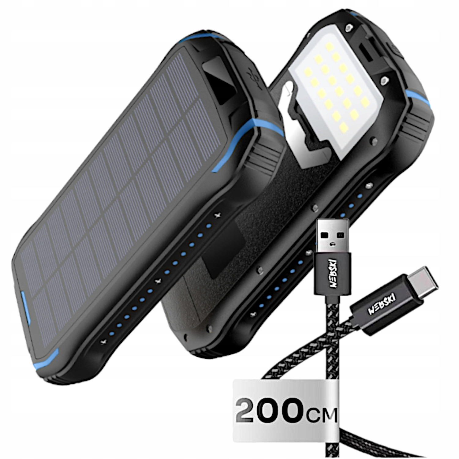 Velmi Výkonná Powerbanka 33500 mAh 2XUSB Vodotěsná Indukce Silný Usb Kabel