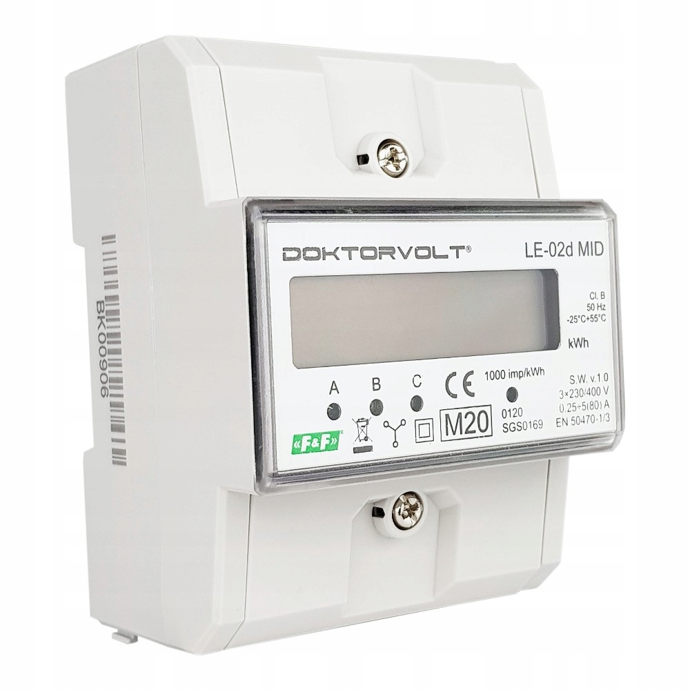 3 fázový měřič spotřeby energie 80A třífázový indikátor LE-02d MID F&f 268