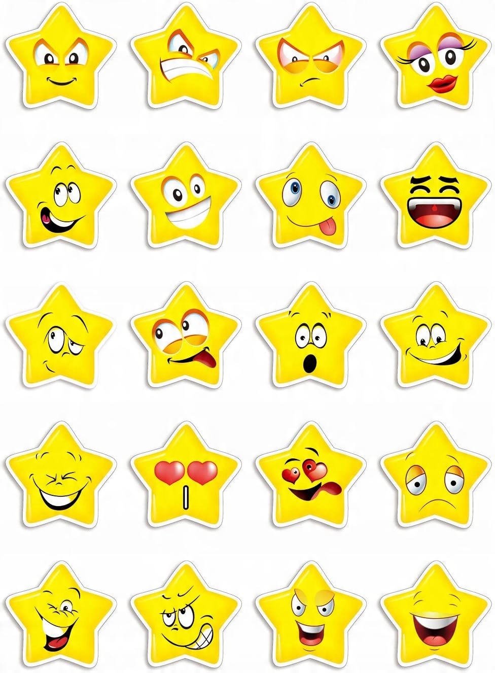 

Naklejki Z Gwiazdkami Emotikonki 120 Sztuk 6 Ark